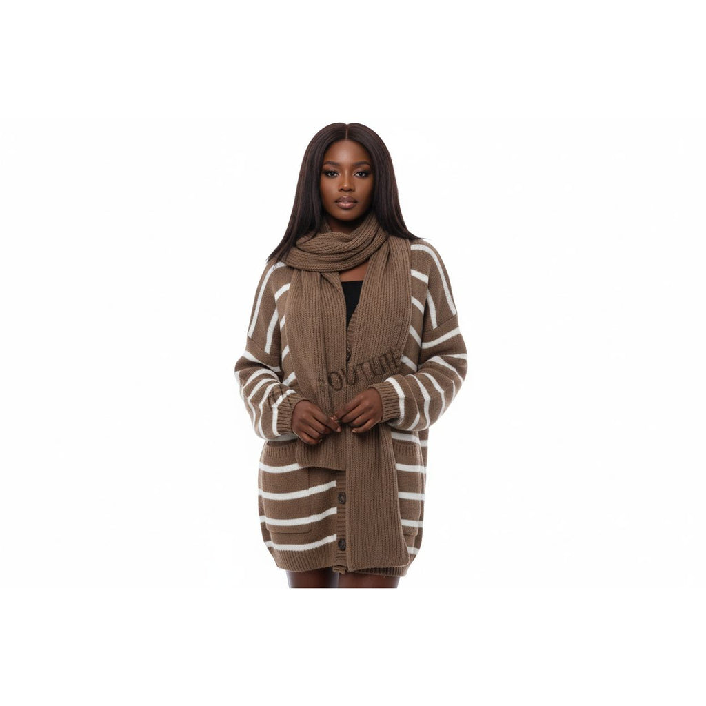Striped Knitted Jersey and Scarf Set.