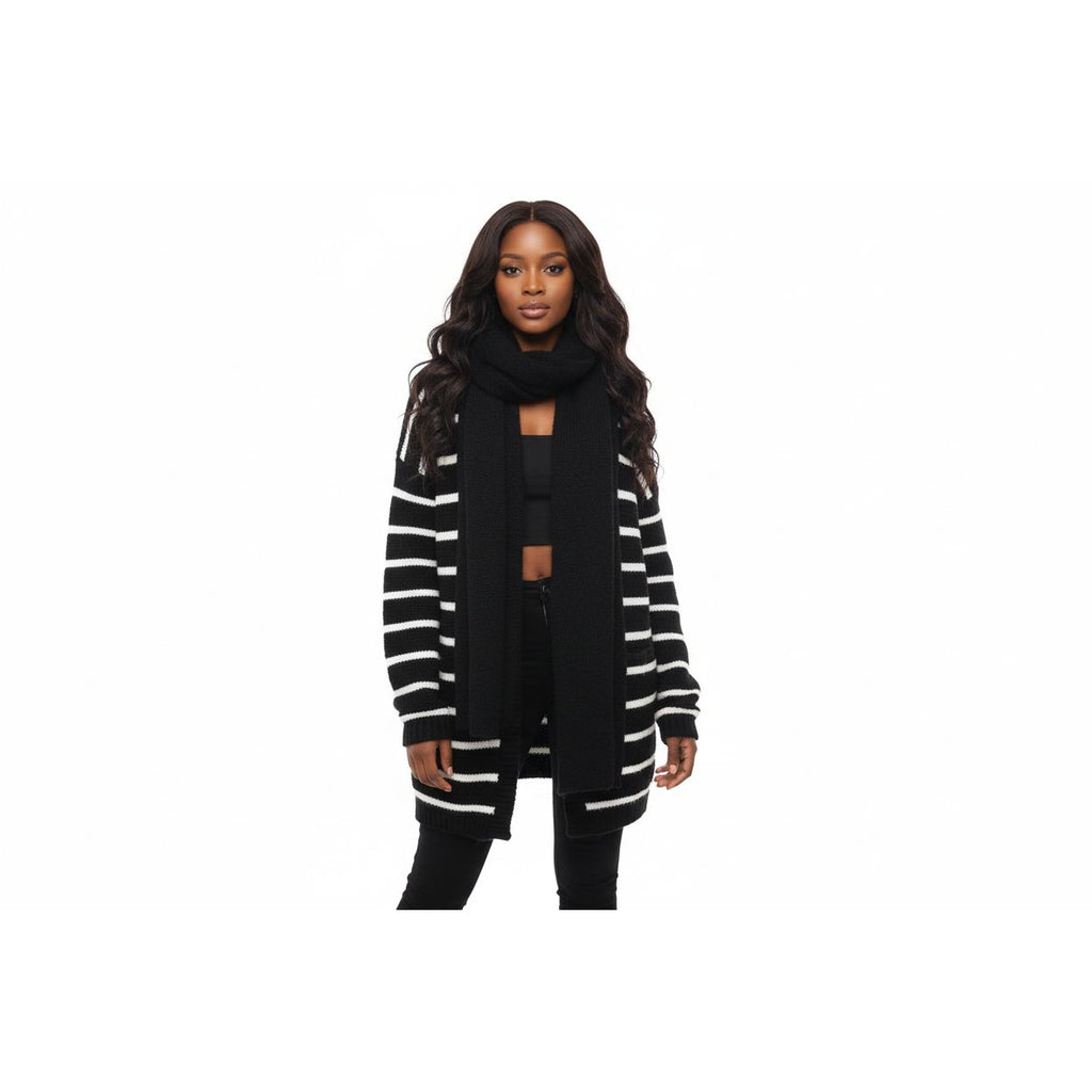 Striped Knitted Jersey and Scarf Set.