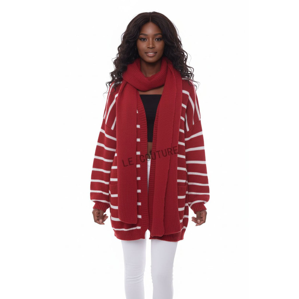 Striped Knitted Jersey and Scarf Set.