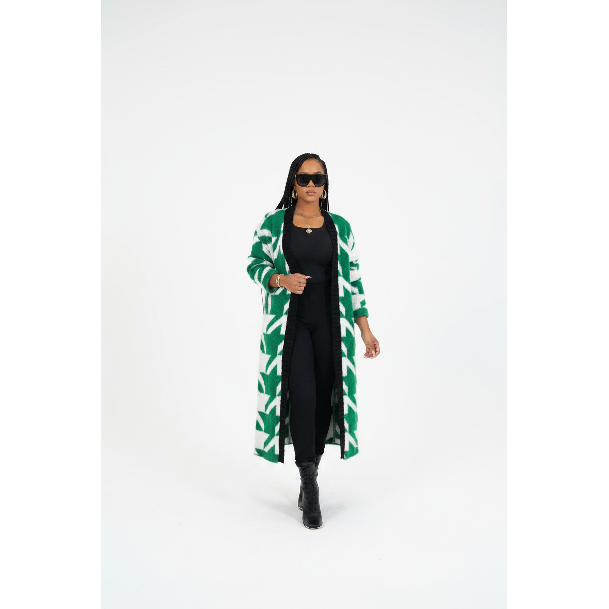 Geometric Print Knitted Cardigan