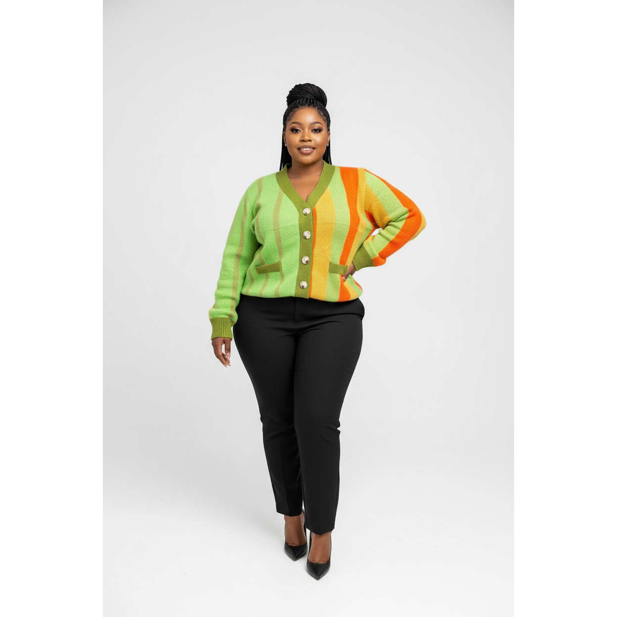 Colorblock Knitted Cardigan Sweater