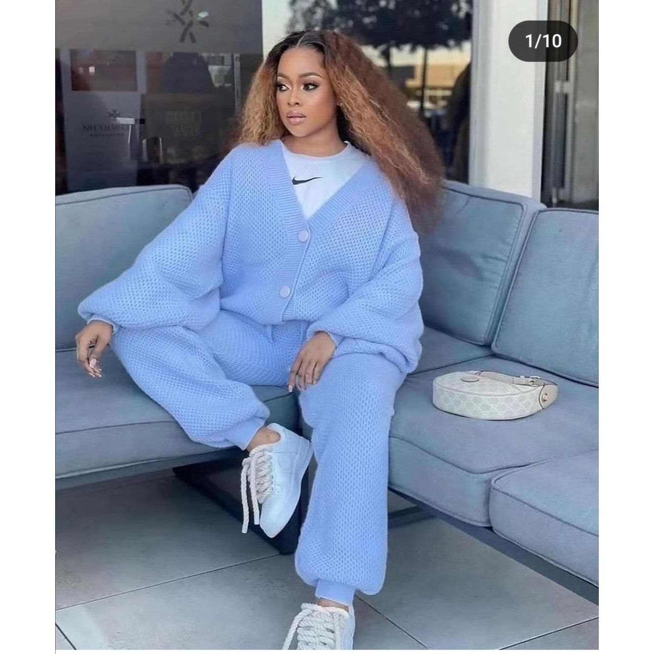 Knitted Button Cardigan & Wide-Leg Pant Set