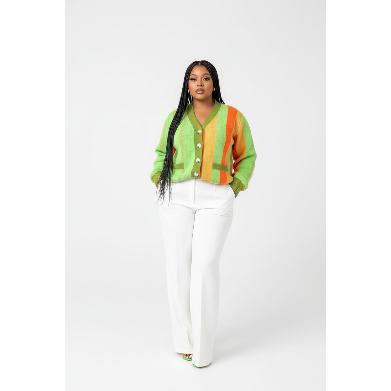 Colorblock Knitted Cardigan Sweater
