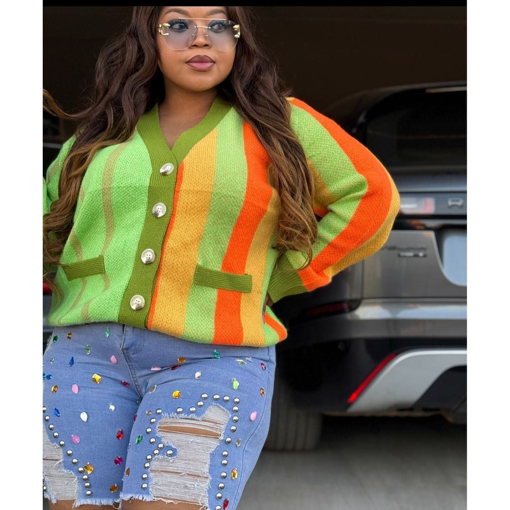 Colorblock Knitted Cardigan Sweater
