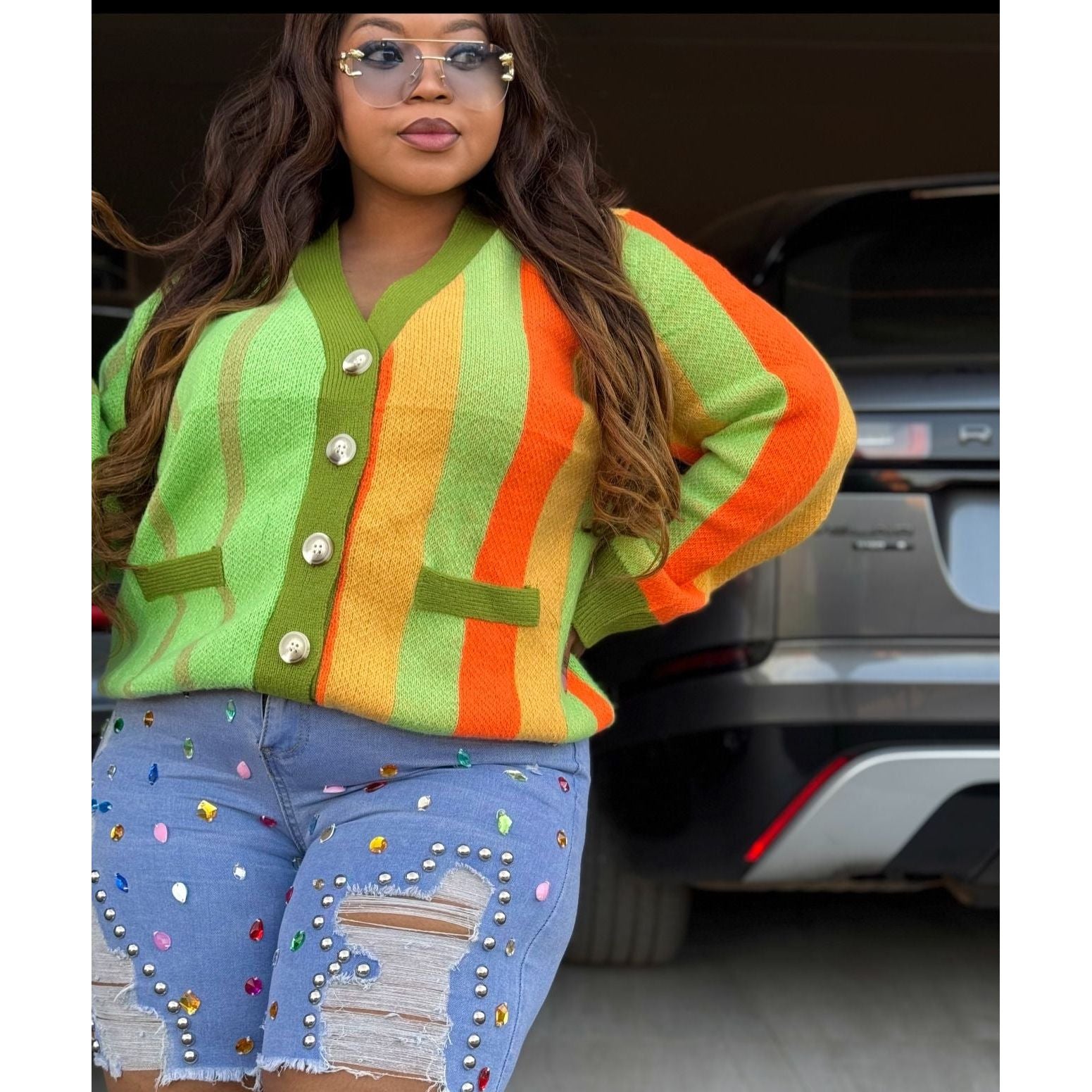 Colorblock Knitted Cardigan Sweater