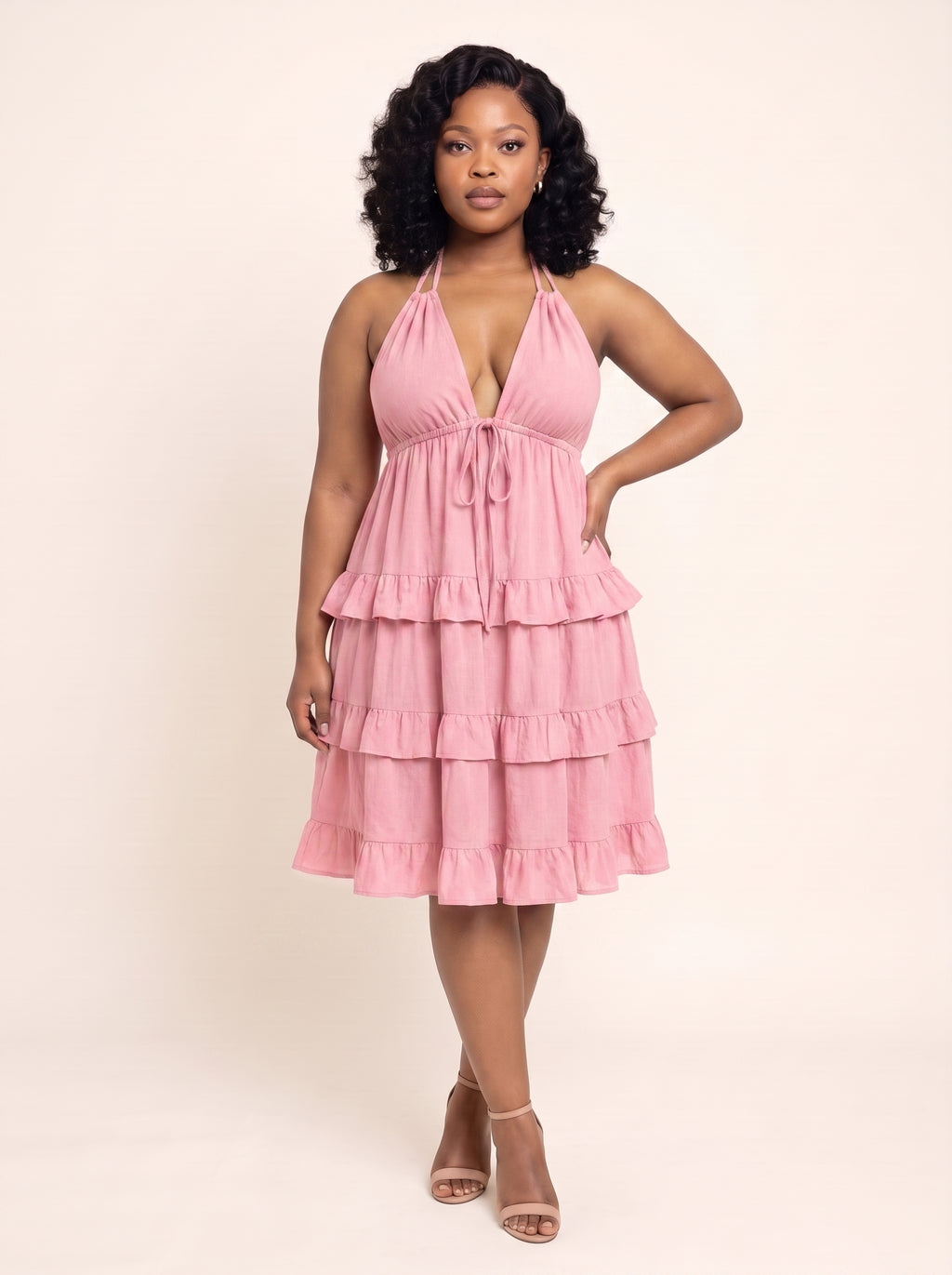 Ruffle Tier Halter Dress