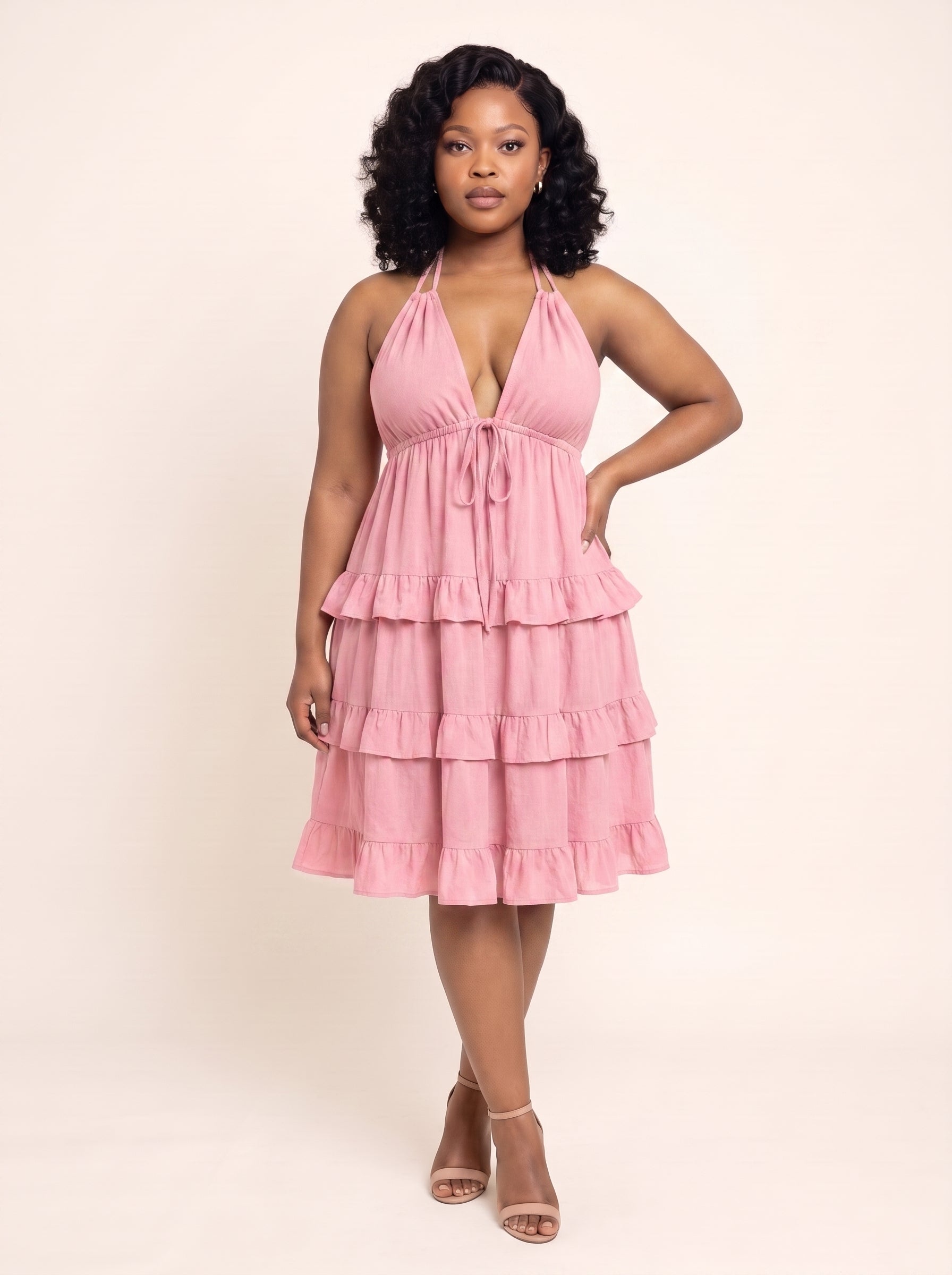 Ruffle Tier Halter Dress