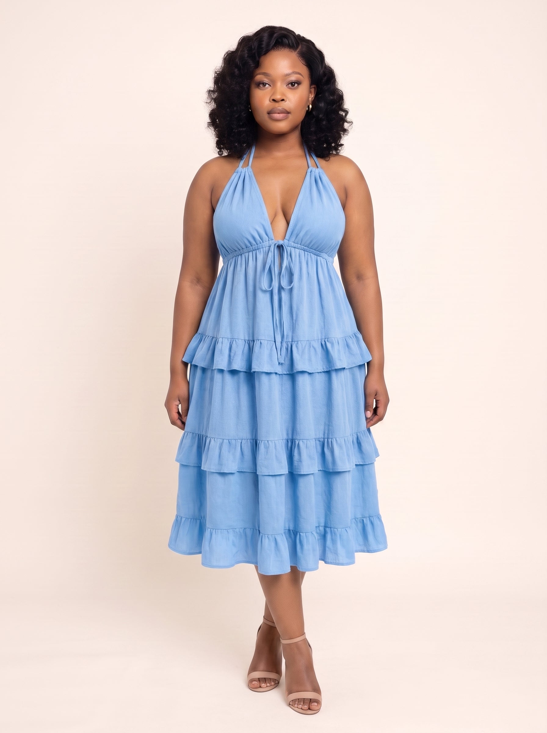 Ruffle Tier Halter Dress