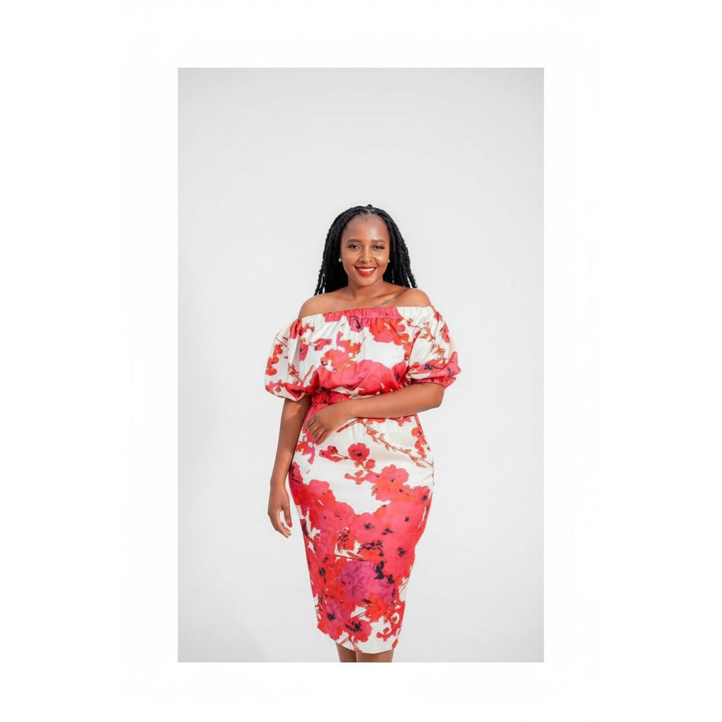 Slash Neck Off Shoulder Summer Floral Dress
