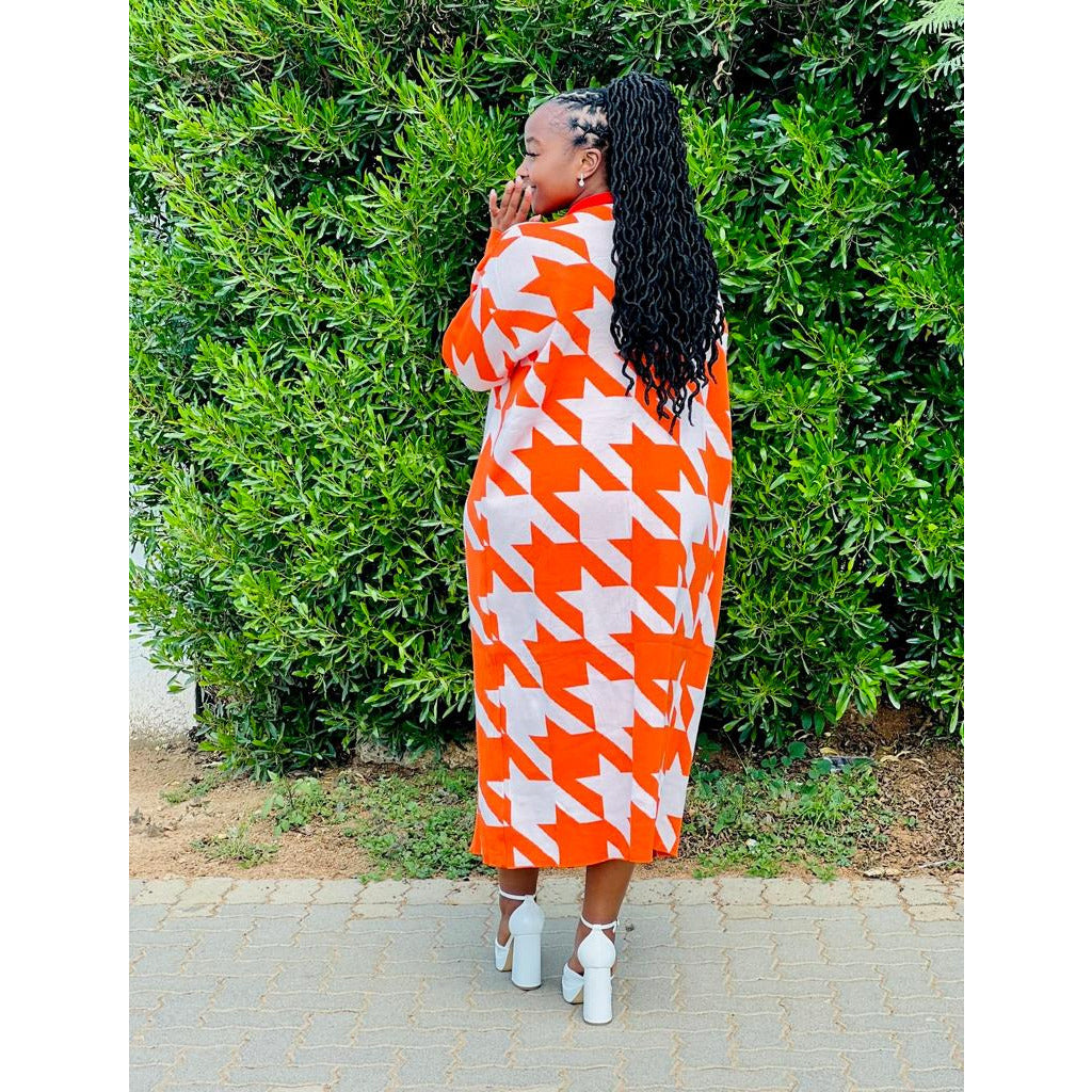 Geometric Print Knitted Cardigan