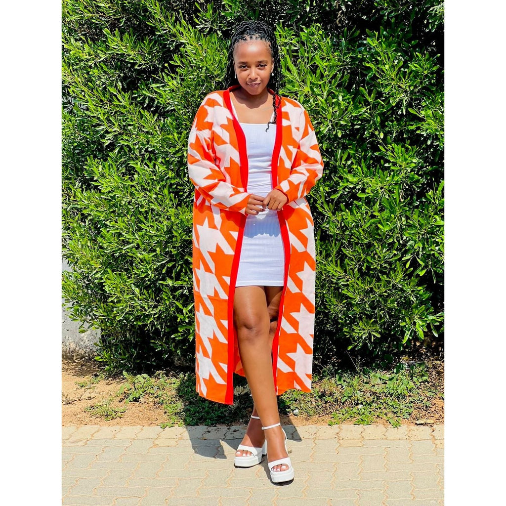 Geometric Print Knitted Cardigan