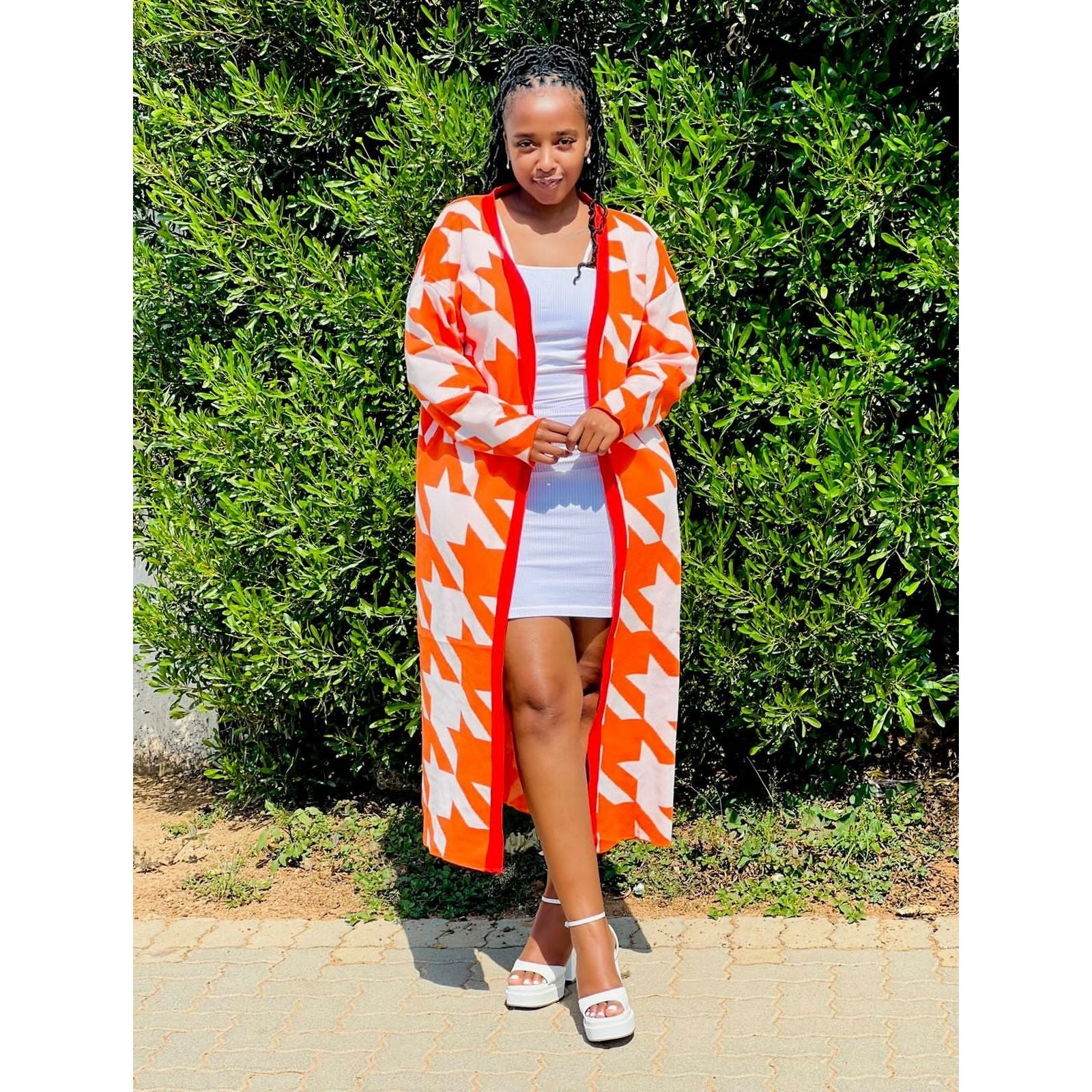 Geometric Print Knitted Cardigan