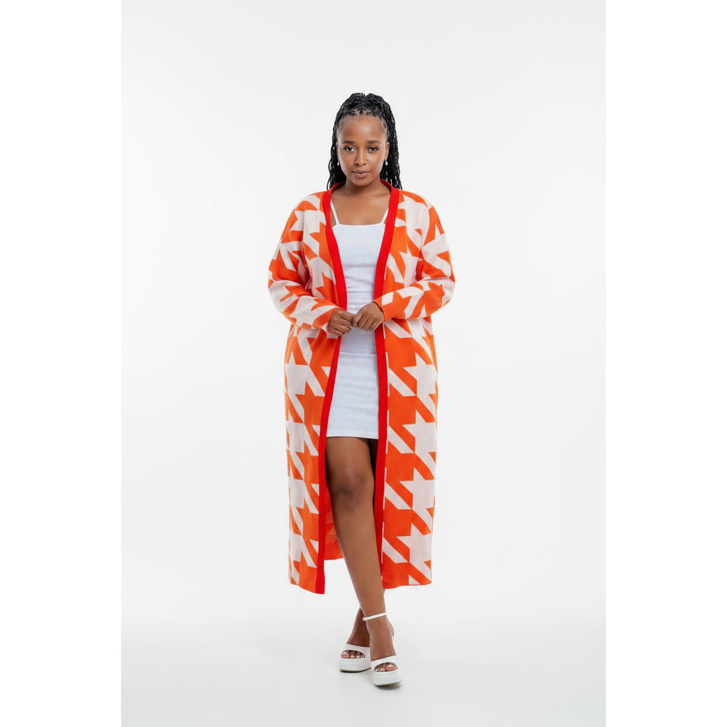 Geometric Print Knitted Cardigan