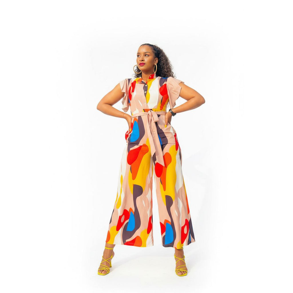 Multi-Color Cargo Overall Jumpsuit