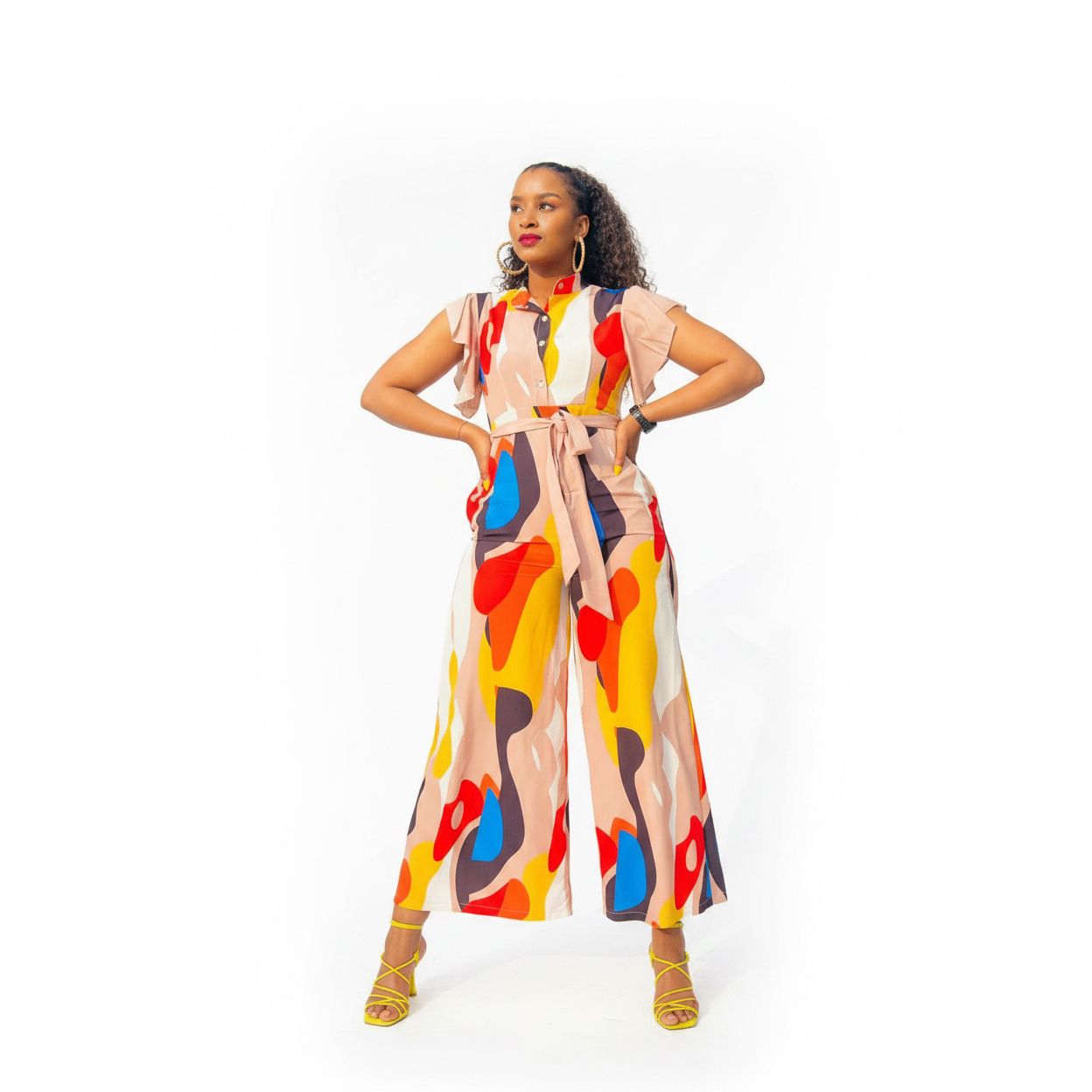 Multi-Color Cargo Overall Jumpsuit