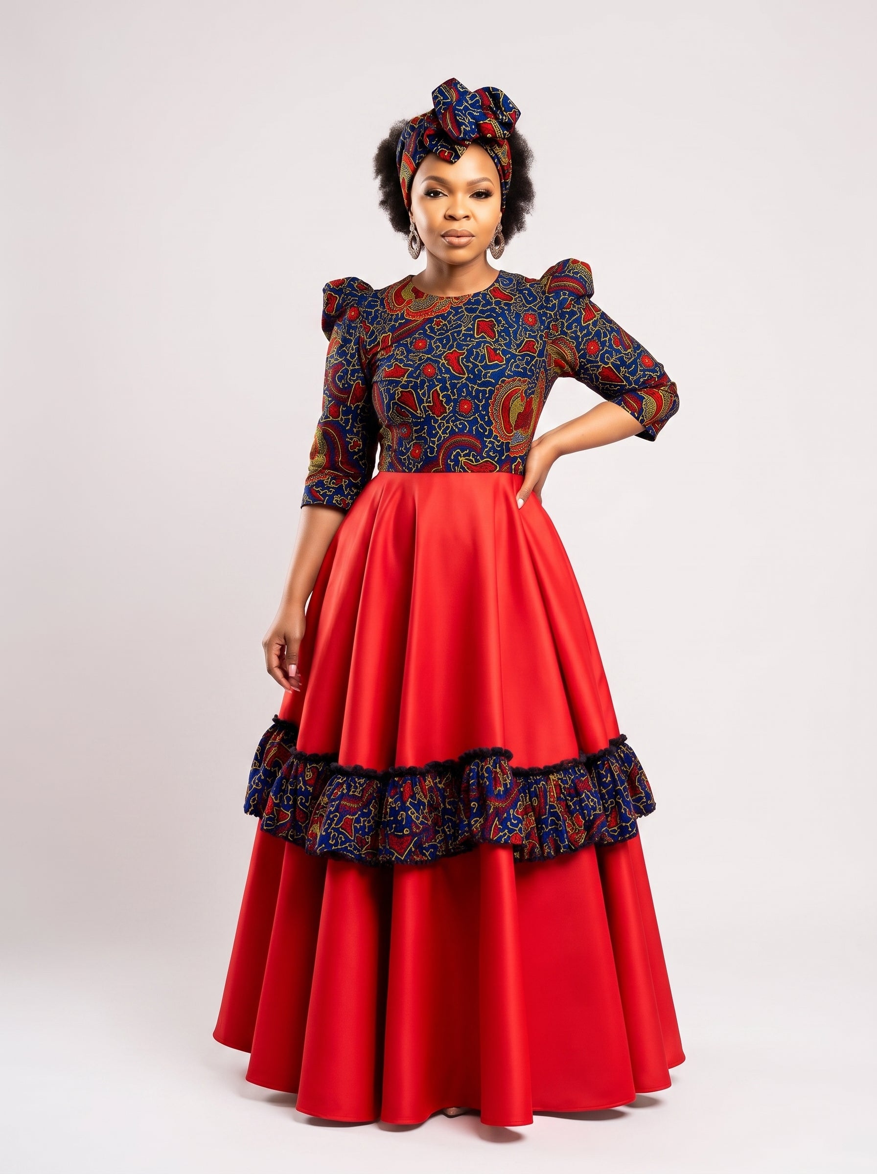 Ankara Ruffle Maxi Dress