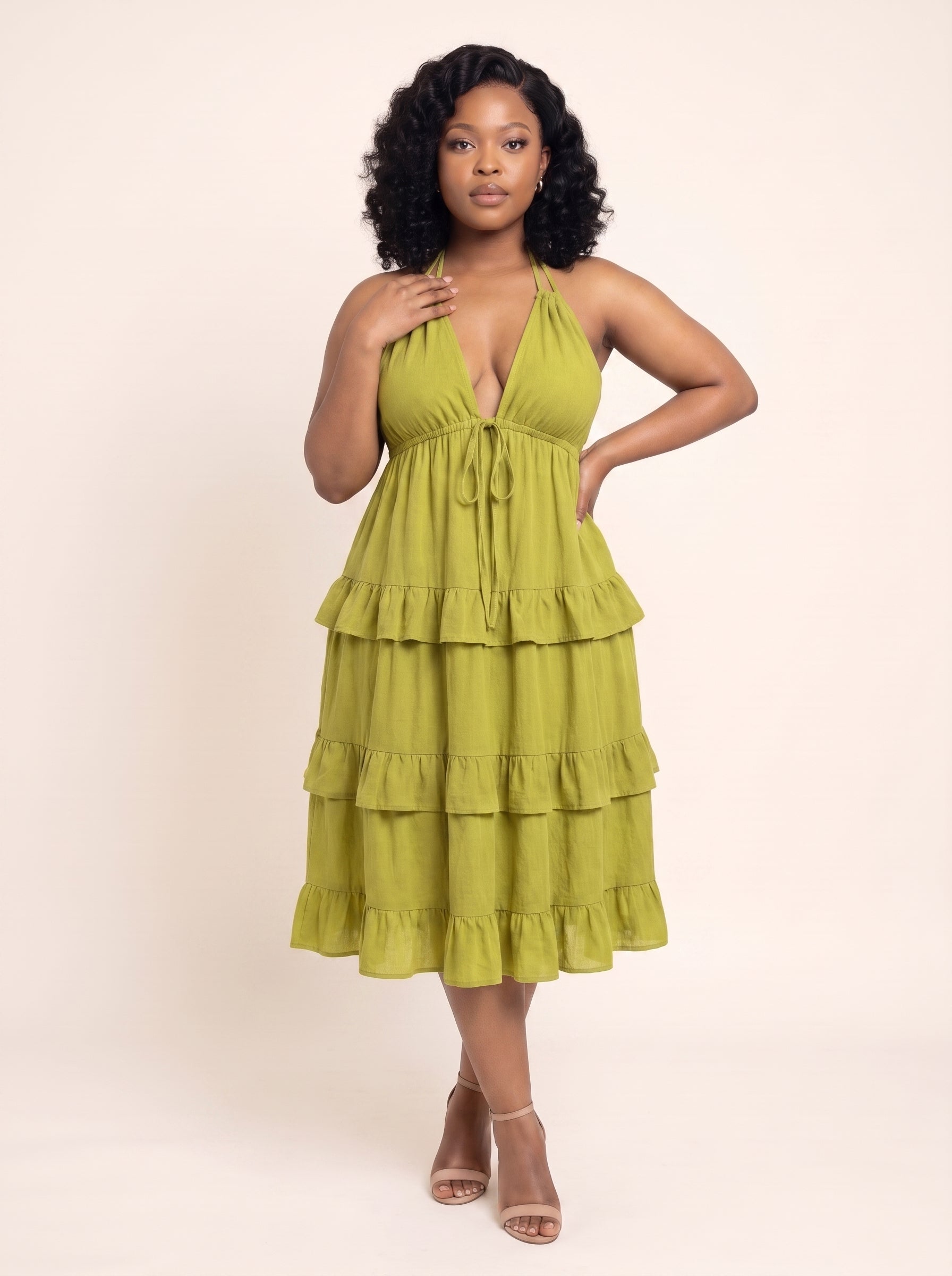 Ruffle Tier Halter Dress
