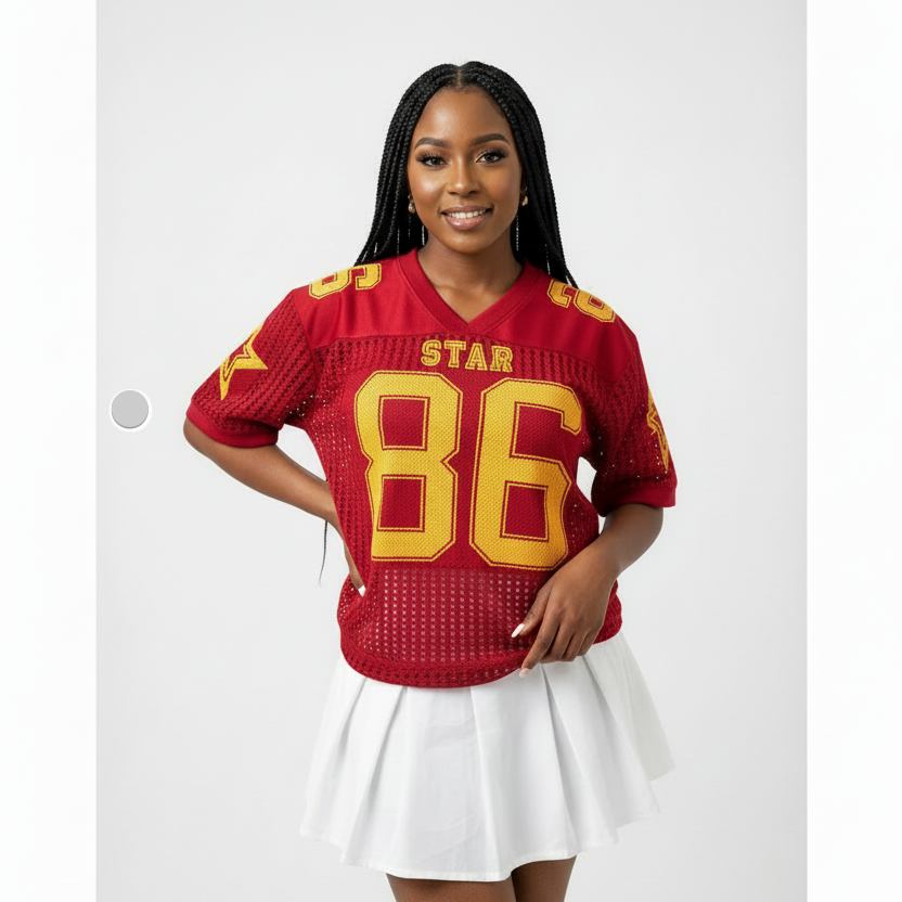 Knitted Numerical Pattern Long Sleeve Jersey