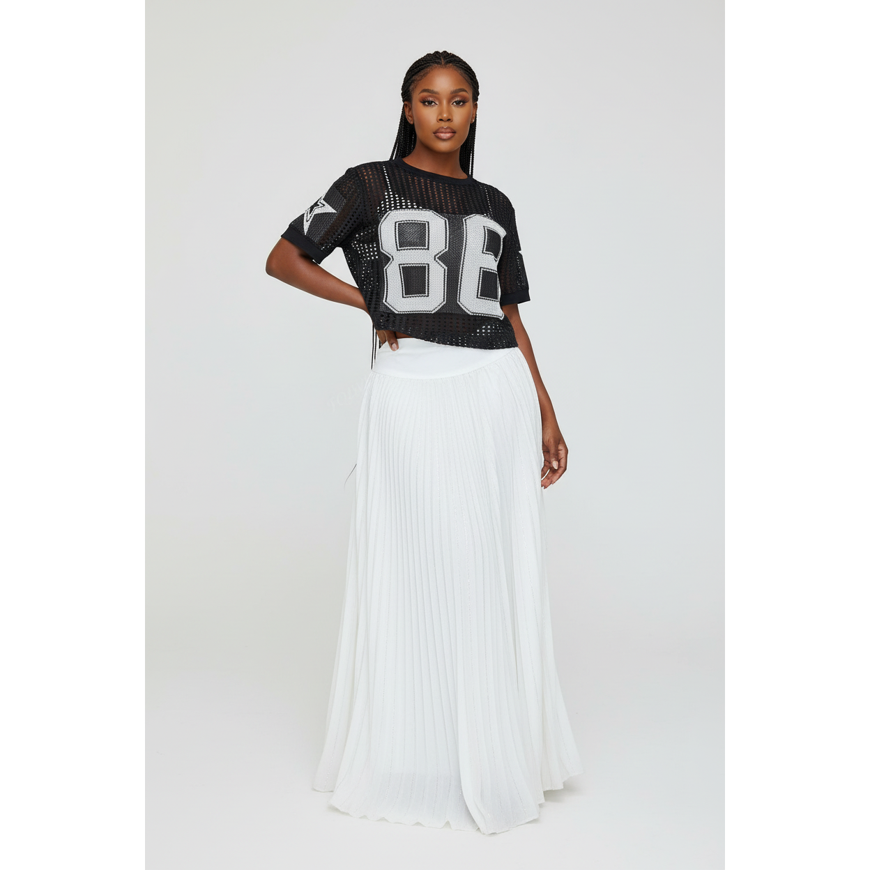 Knitted Numerical Pattern Long Sleeve Jersey
