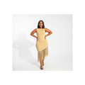 Woman’s Knitted Tussle Midi Fringe Dress