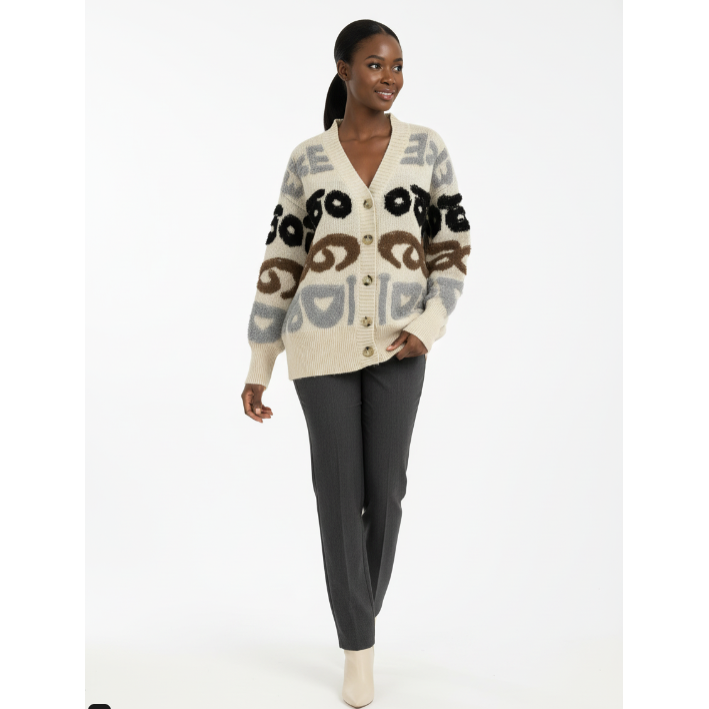 Women's Knitted Abstract Cardigan Top
