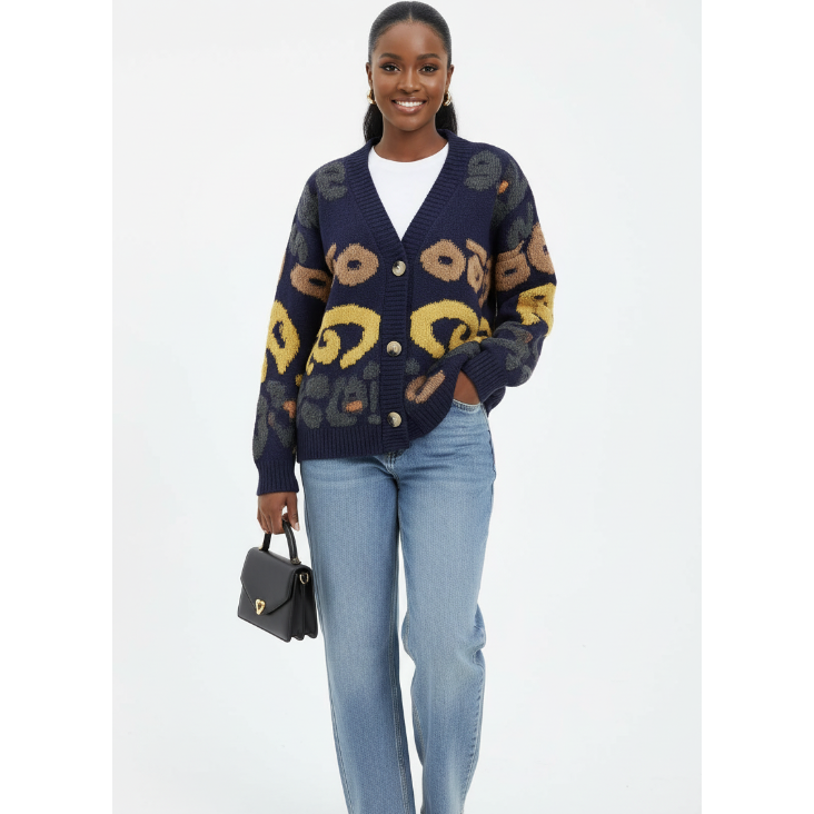 Women's Knitted Abstract Cardigan Top