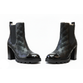 Quilted Faux-Leather Block Heel Boots