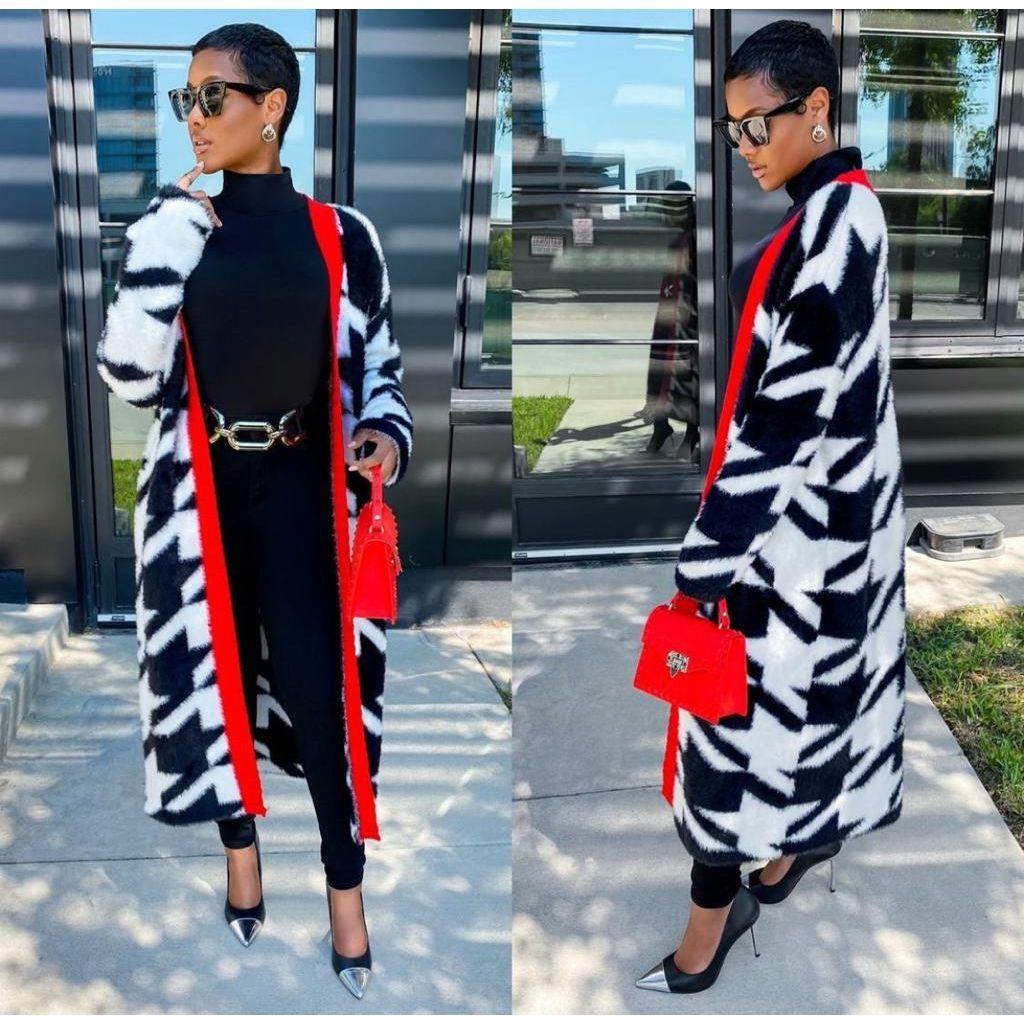 Geometric Print Knitted Cardigan