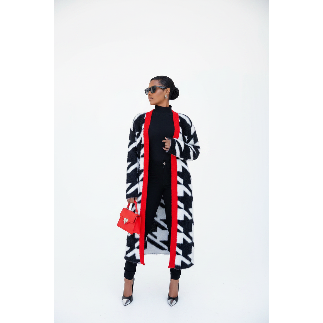 Geometric Print Knitted Cardigan