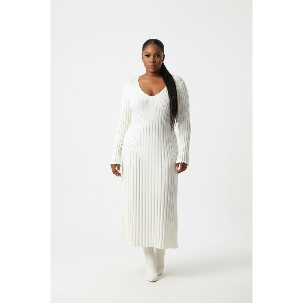 Pleated Open Cuffs Maxi Dress