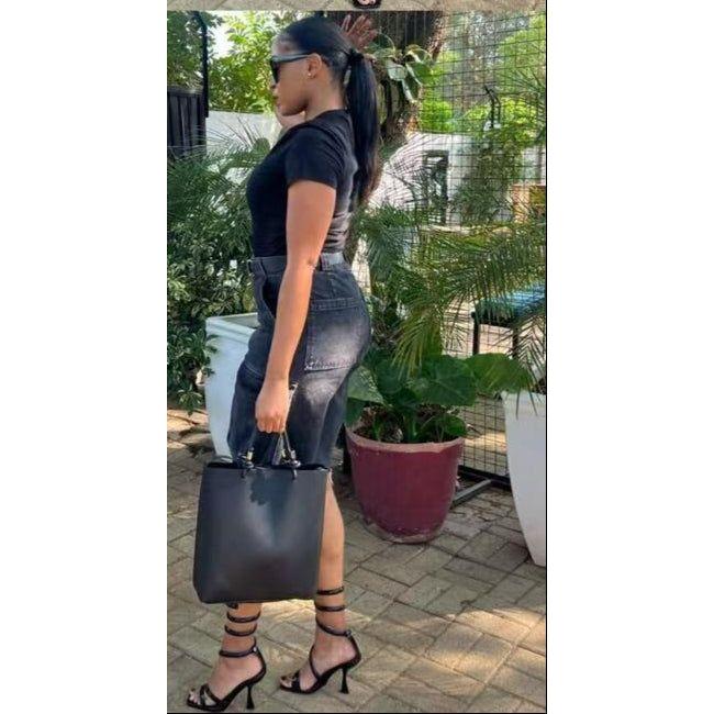 Denim Bermuda Shorts High Waist Baggy Cargo Pants