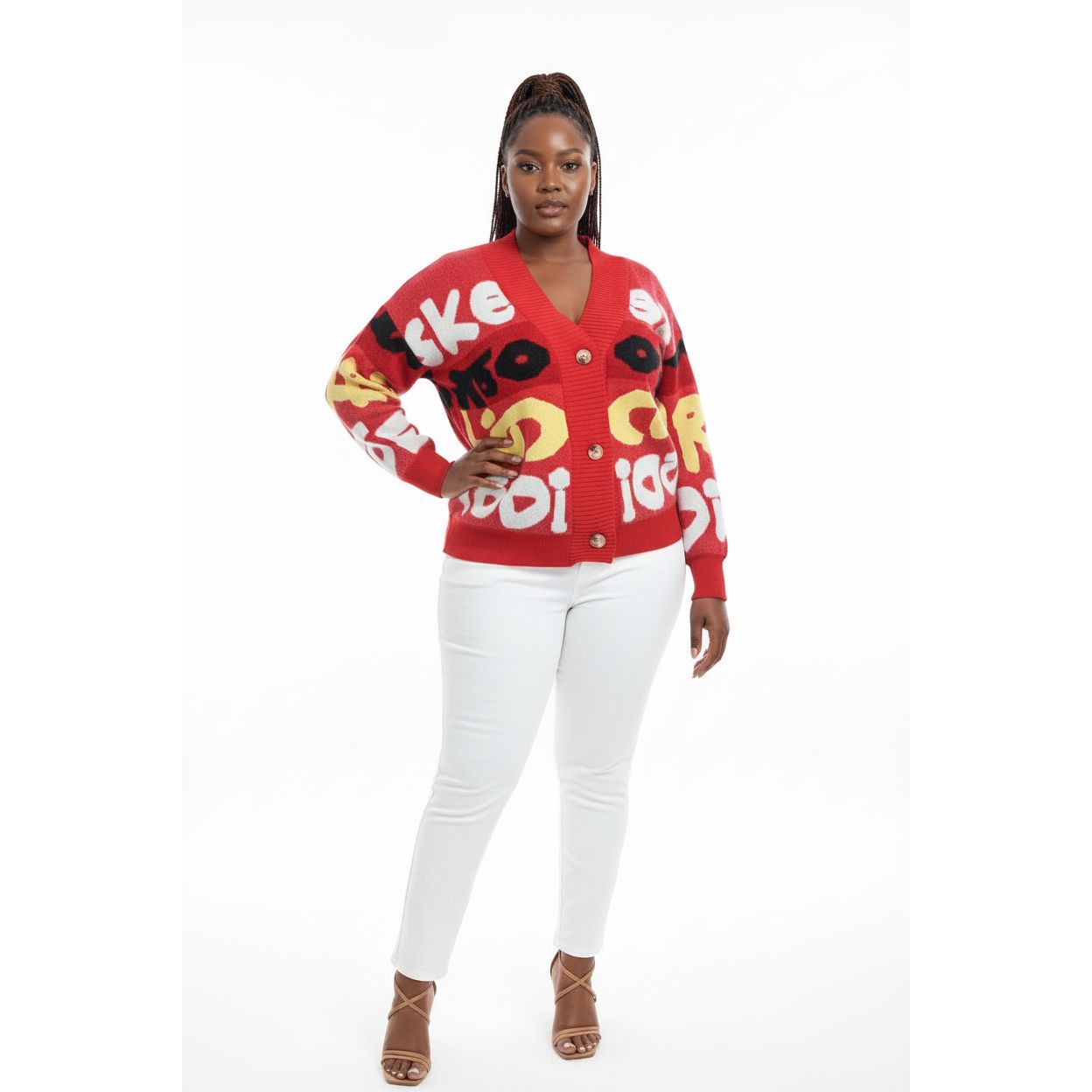 Women's Knitted Abstract Cardigan Top
