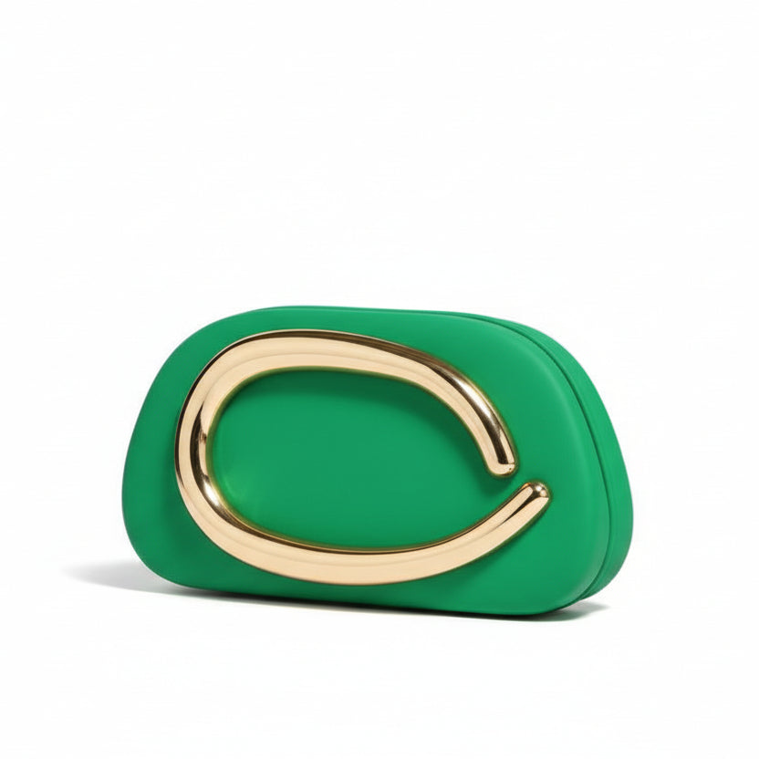 Ladie's Gold Metal Handle Clutch Bag