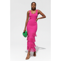 Square Neck Knitted Fringe Maxi Dress