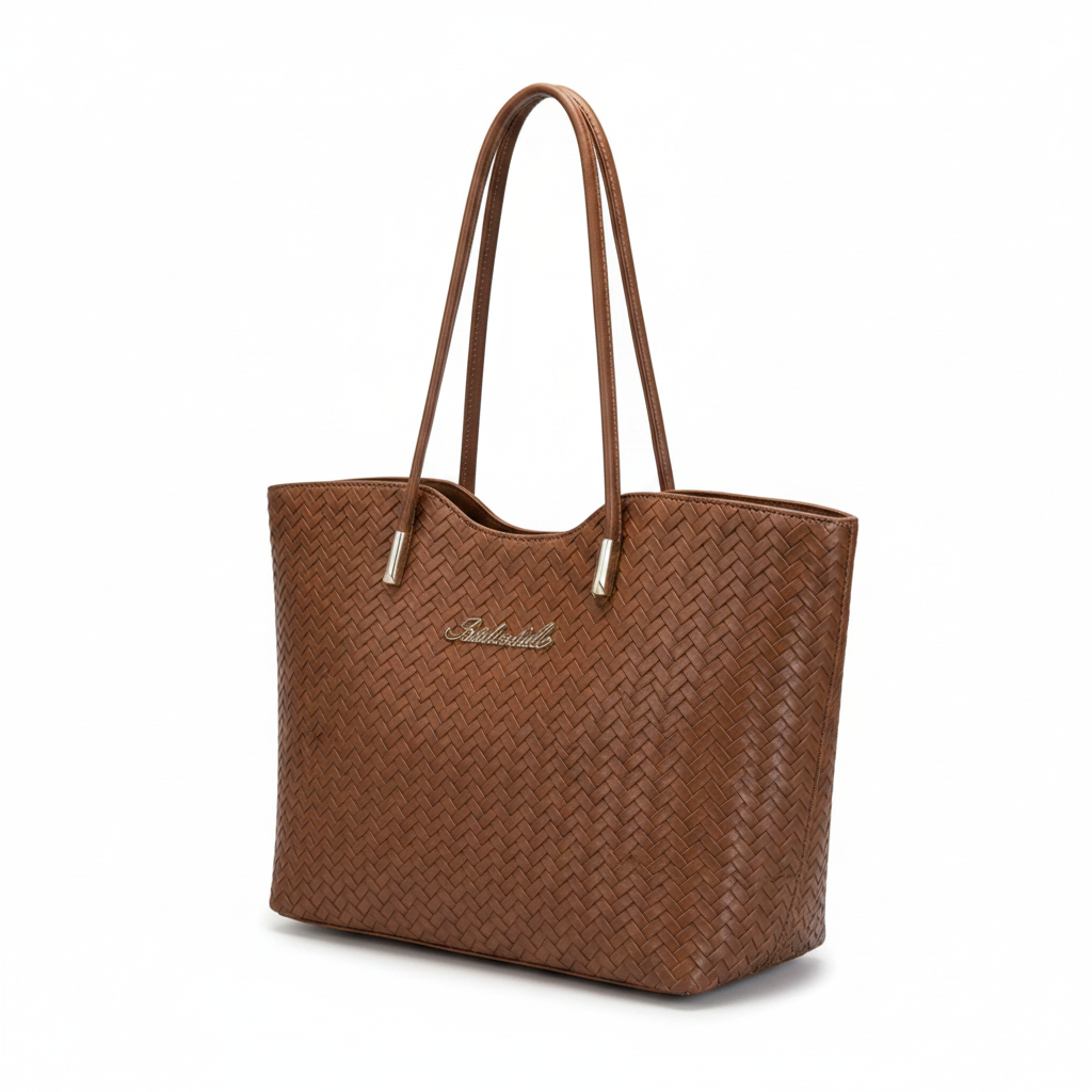 Woven Faux-Leather Tote Bag