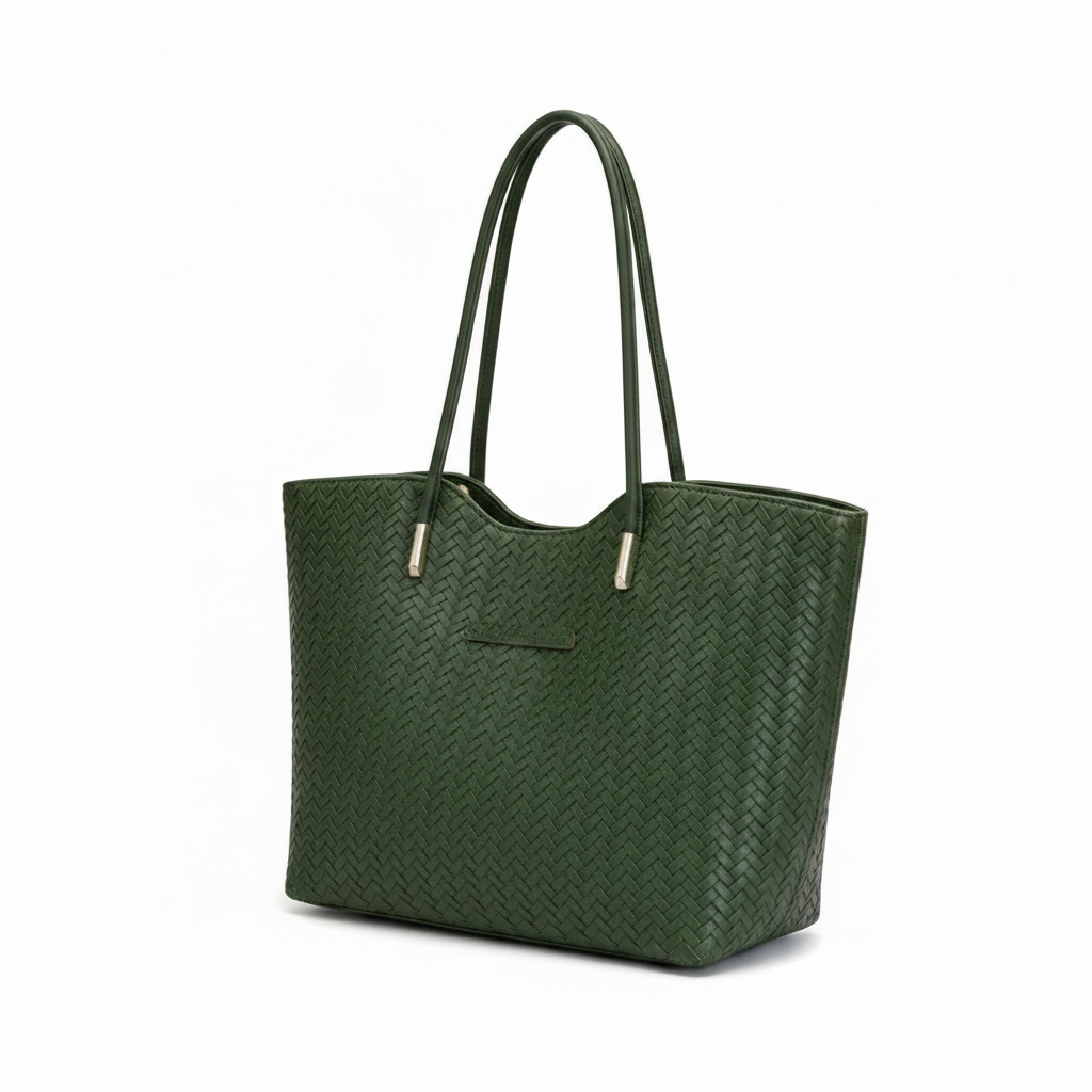 Woven Faux-Leather Tote Bag