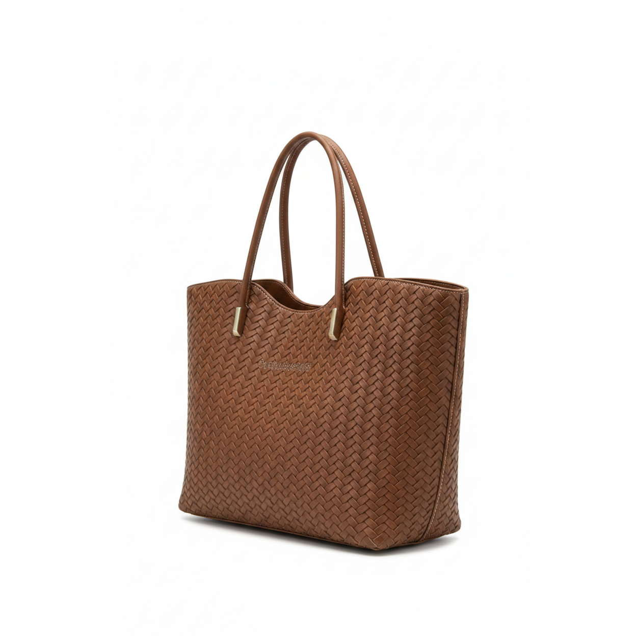 Woven Faux-Leather Tote Bag