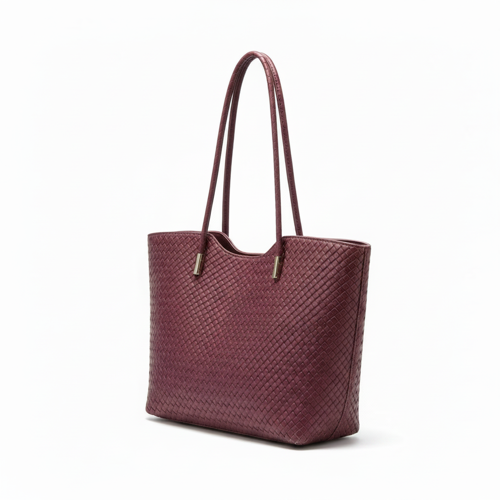 Woven Faux-Leather Tote Bag