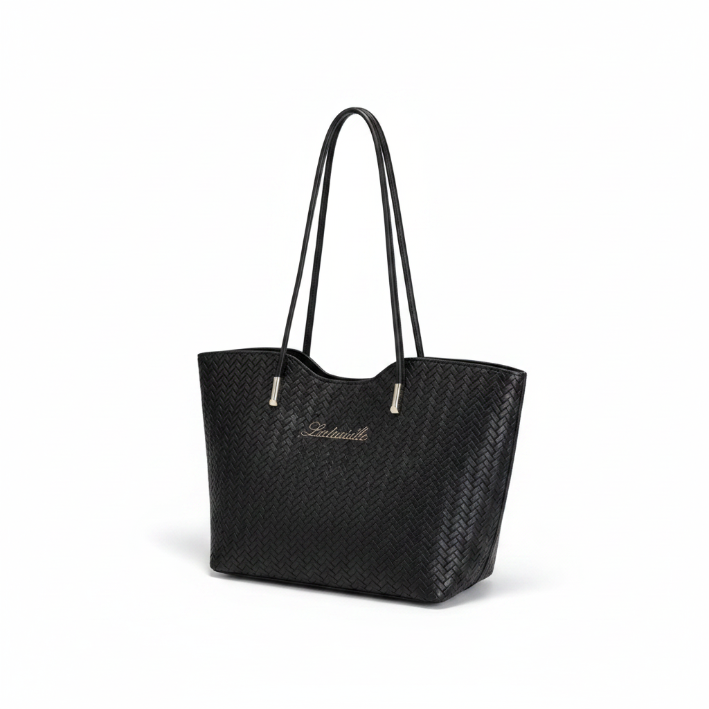 Woven Faux-Leather Tote Bag