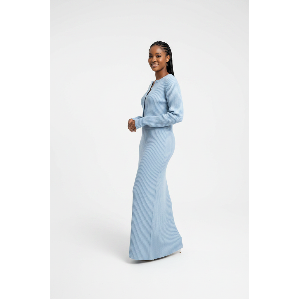 Women's Cozy Knitted Cardigan & Maxi Skirt Set