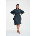 Plus Size Long-Sleeve Washed Denim Dress