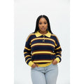 Ladies Long Sleeve Striped Knit Golf Sweater