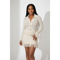 Tropical Fringe Trim Crotchet Top & Ruffle Mini Skirt