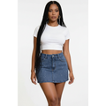 Pinstripe Embellished Denim Mini Skirt