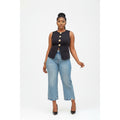 Light-Wash Cropped Wide-Leg Jeans