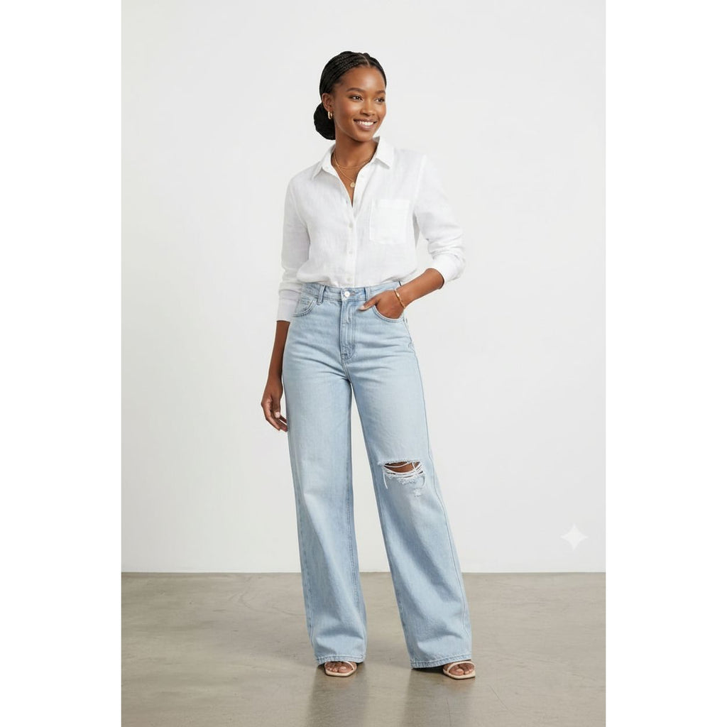 Relaxed Wide-Leg Denim Jeans