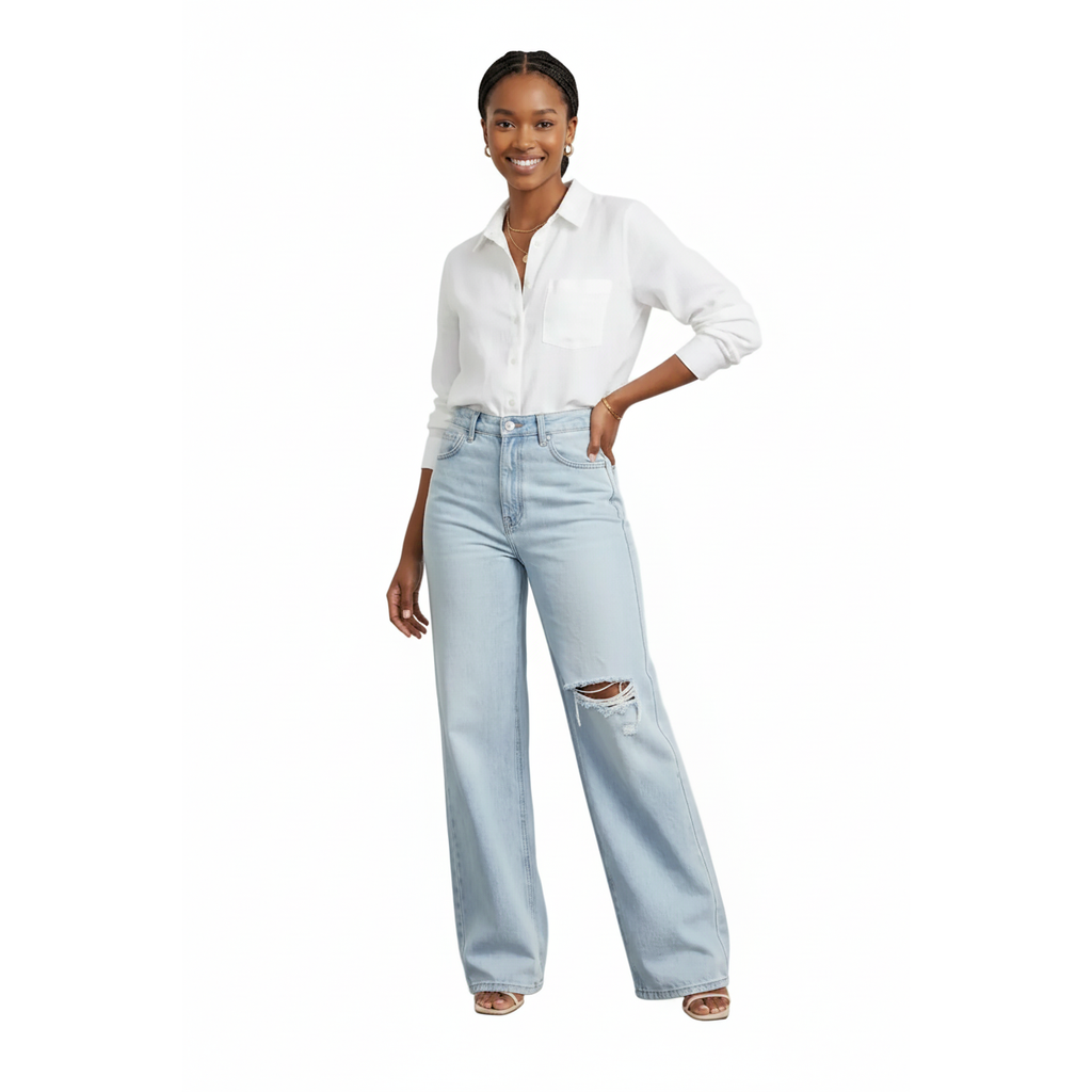 Relaxed Wide-Leg Denim Jeans