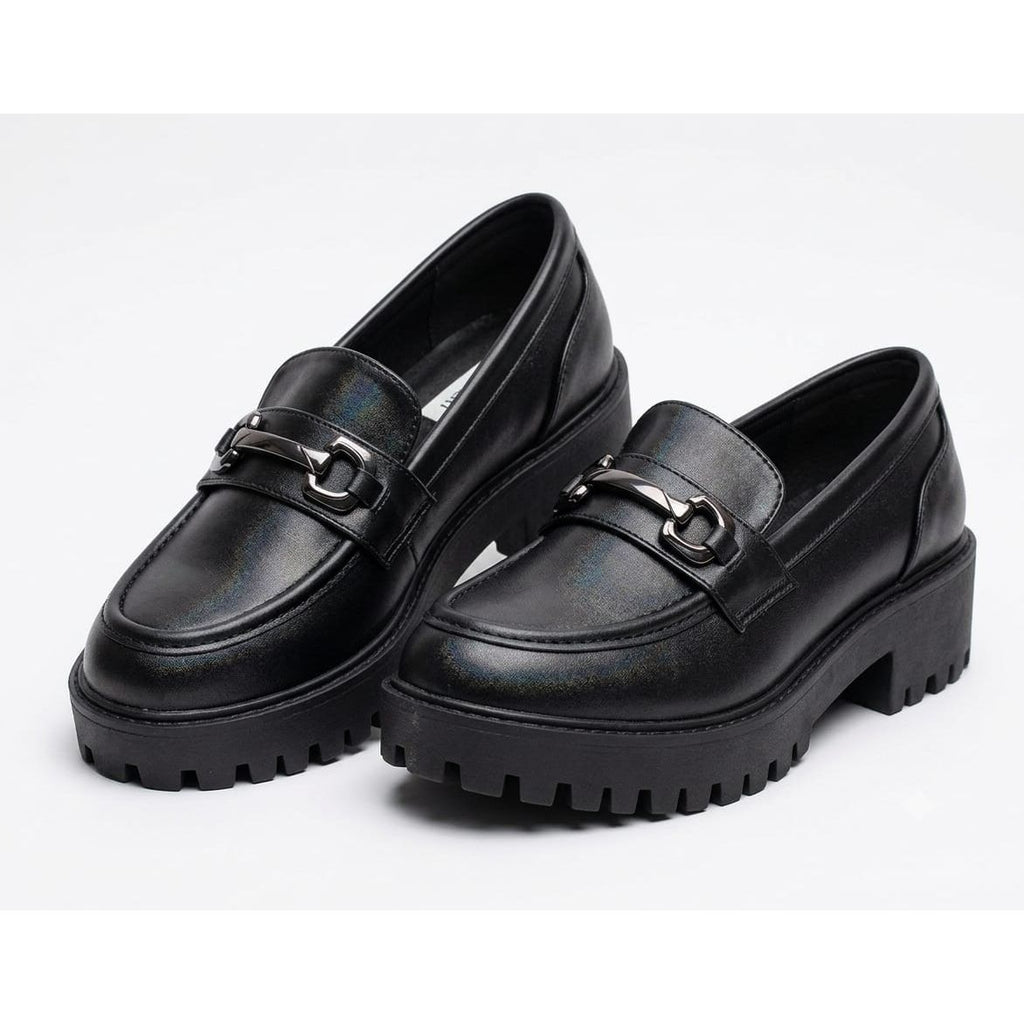 Chunky Block-Heel Slip-On Loafers