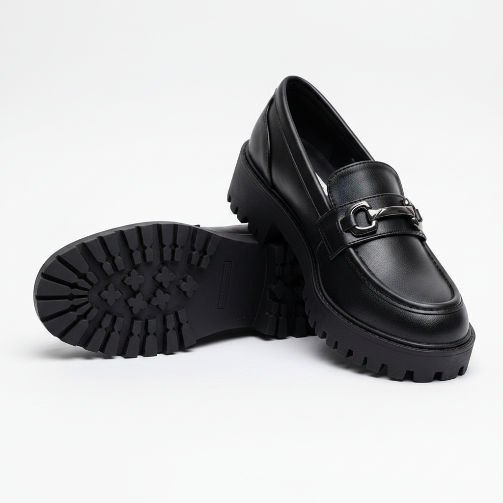 Chunky Block-Heel Slip-On Loafers