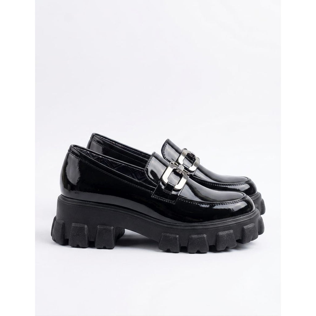 Silver Buckle Patent Chunky Loafers